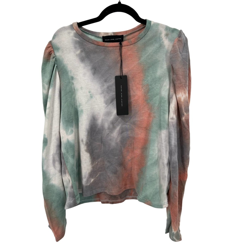 Know One Cares Tie Dyed Shirt with Puff Shoulders Size M New with Tags